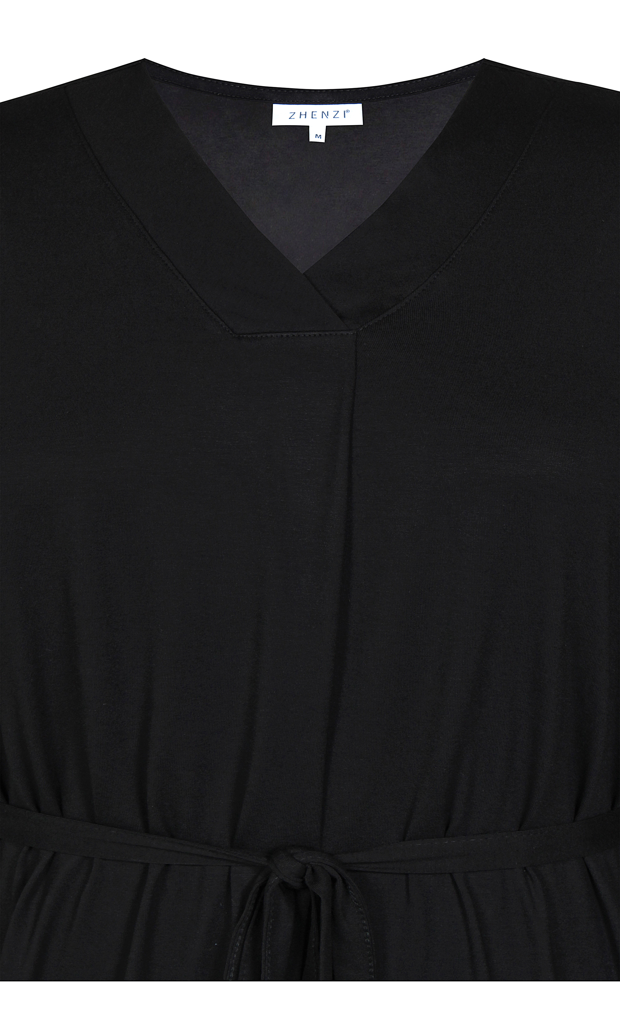 Kleid Jersey - Zhenzi Ausschnitt SEGO schwarz V mit | Fashion Shop